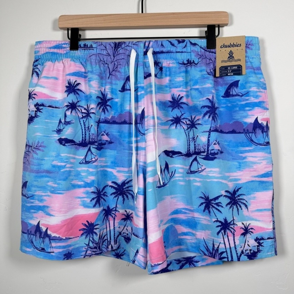 Chubbies The She's Got A Ticket To Tides 5.5" Classic Swim Trunk XXL Blue NWT